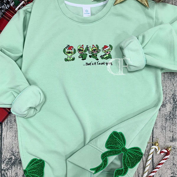 Stitch Xmas Side Bow Sweatshirt