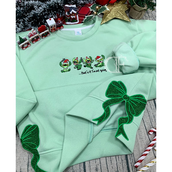 Stitch Xmas Side Bow Sweatshirt